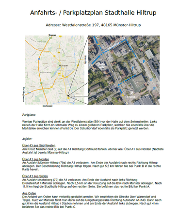 Anfahrtsplan Stadthalle Hiltrup